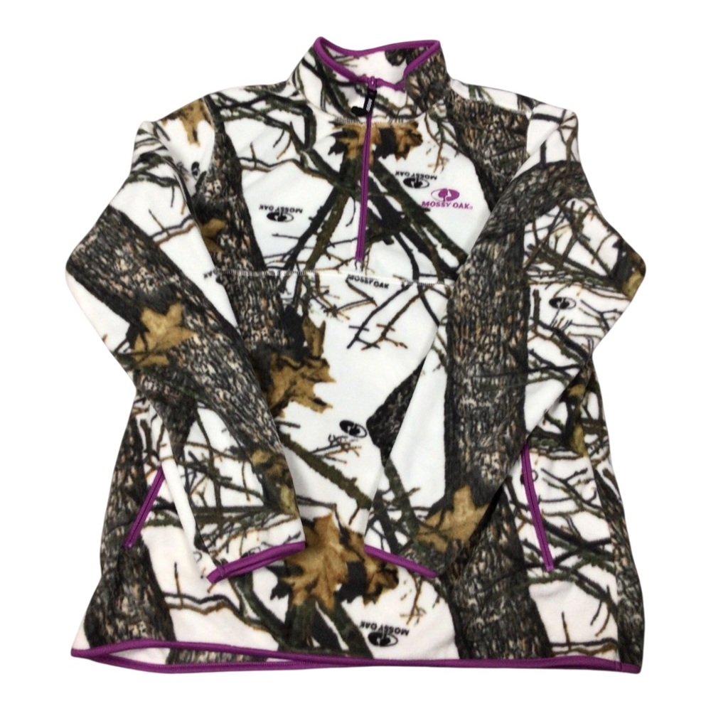 Mossy Oak Camo Fleece Pullover Purple Trim XXL (20) Thumbholes